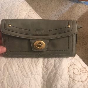 Green leather Coach wallet